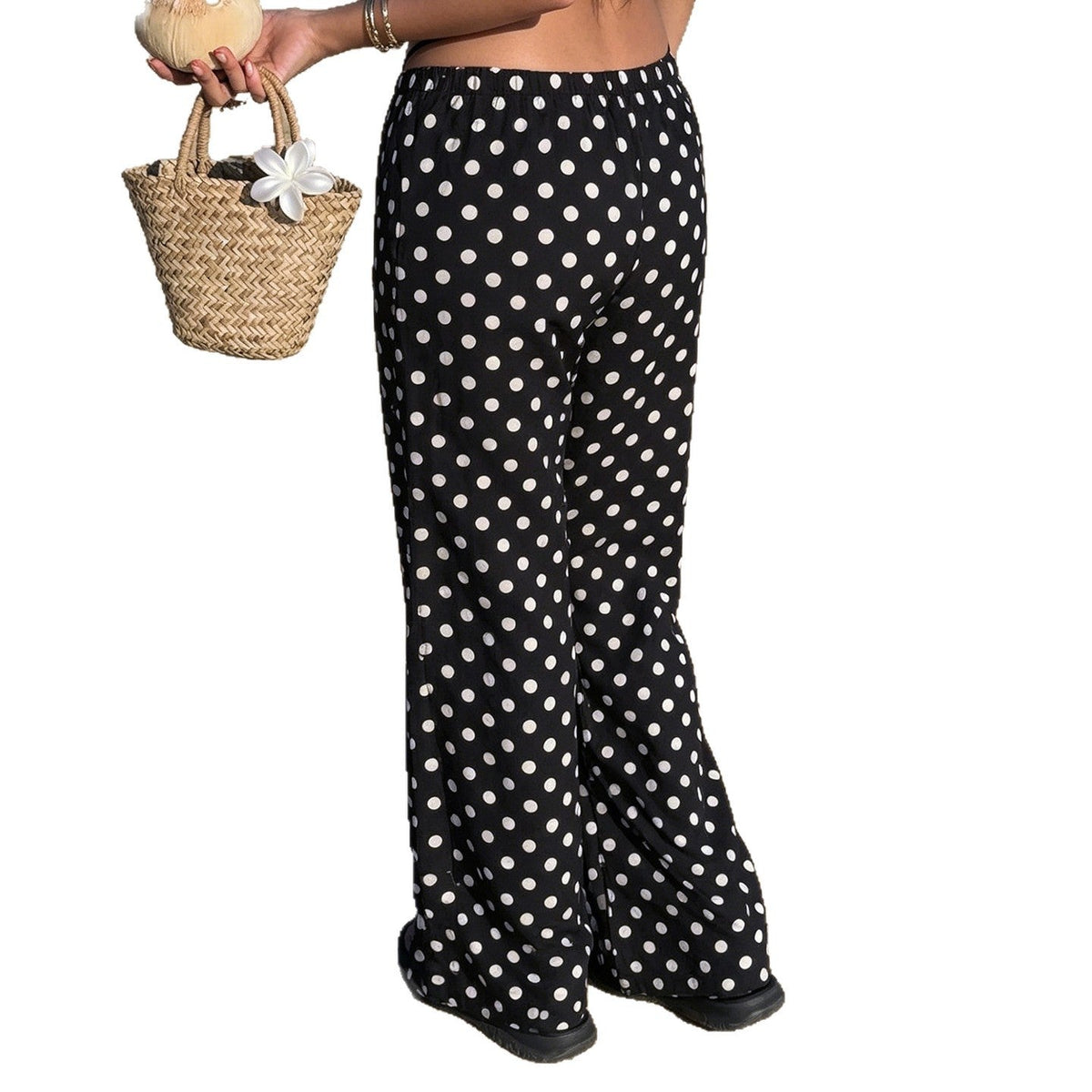 Pantalon Palazzo large pour femmes avec taille élastique et motif à pois Echo Archiv