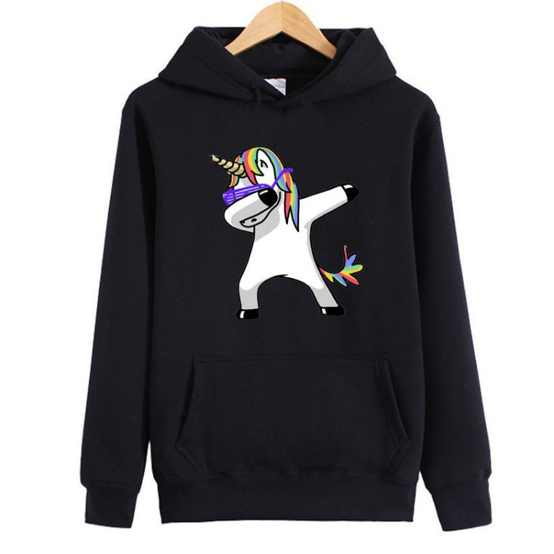 Sweat à capuche pour femmes avec impression de licorne en train de dab, poche kangourou et mélange de coton doux Echo Archive