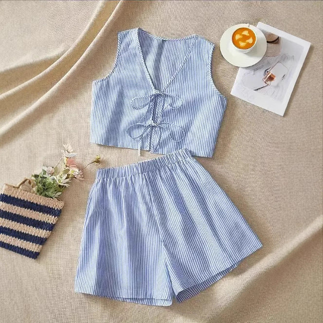 Ensemble Crop Top Sans Manches et Short Taille Haute Pour Femme | Idéal Pour Usage Quotidien