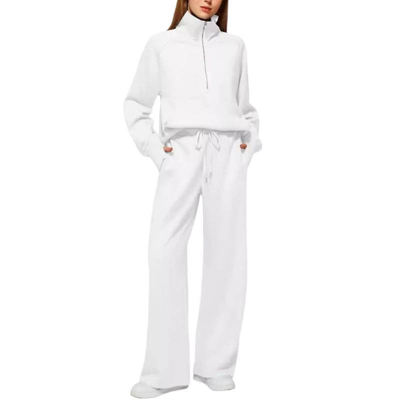 Ensemble de lounge pour femmes en deux parties avec demi-zip, col montant et pantalon palazzo ample Echoarchiv