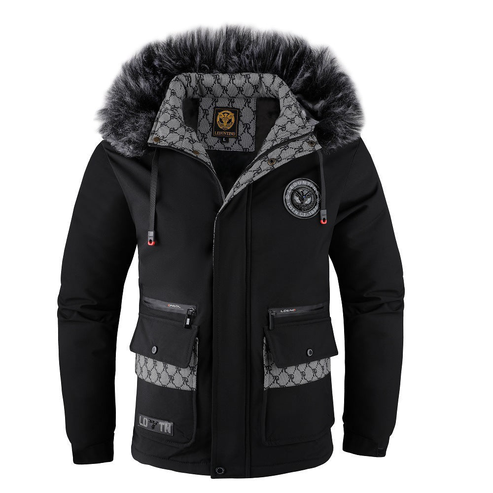 Parka thermique urbain pour hommes avec capuche en fausse fourrure amovible, doublure matelassée et poches frontales multifonctionnelles Echo Archiv