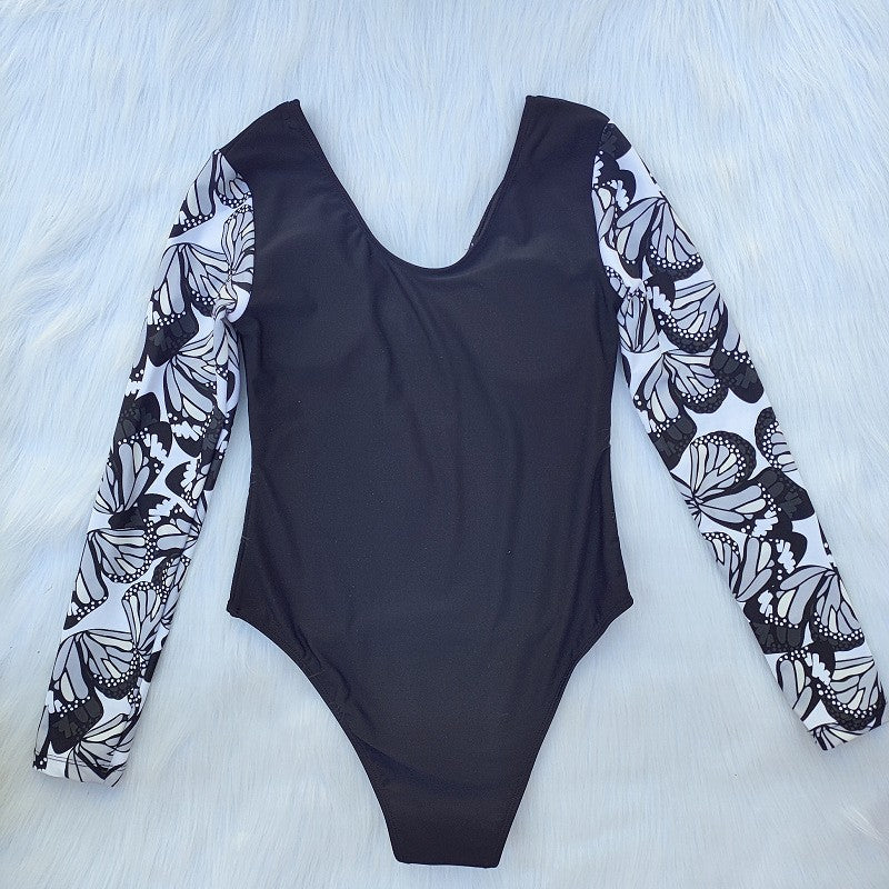 Maillot de bain à manches longues pour femmes avec design de papillon à la mode R&B