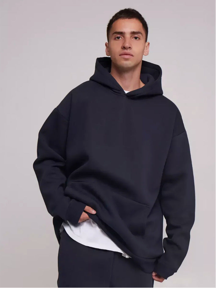 Homme nan lourd hoodie boxy en polaire avec épaules tombantes, capuche renforcée et poche kangourou Echo Archiv