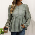 Blouse Peplum en Chiffon pour Femmes avec Structure Chevron, Taille Empire Froncée & Boutonnage Echoarchiv