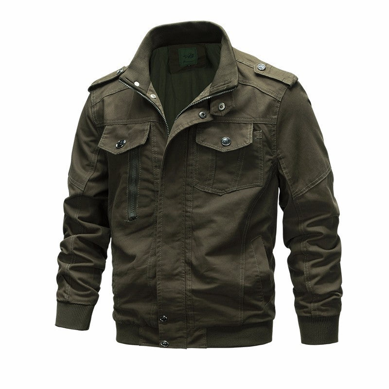 Veste aviateur légère en toile de coton pour hommes avec épaulettes, fermeture éclair cachée et poches multifonctionnelles Echo Archiv