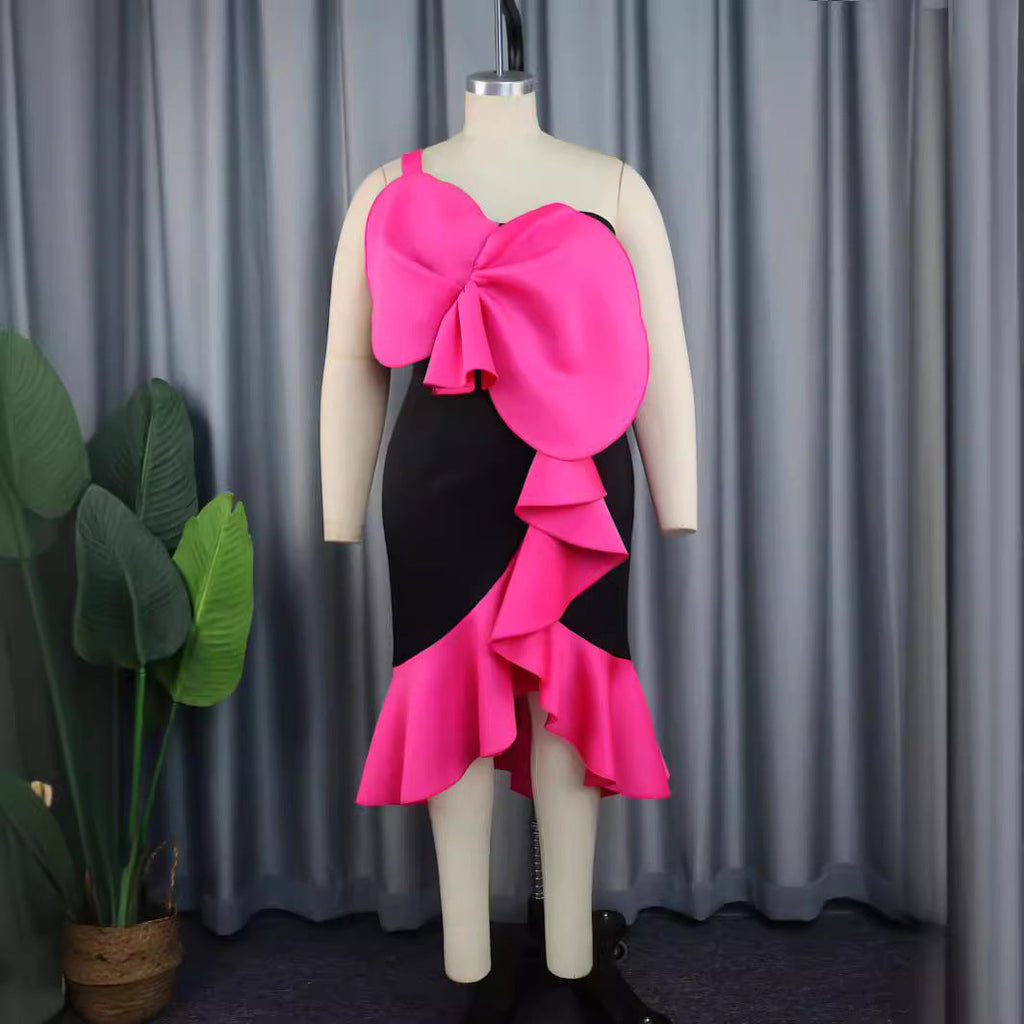 Robe de cocktail pour femmes avec application de nœud décoratif R&B