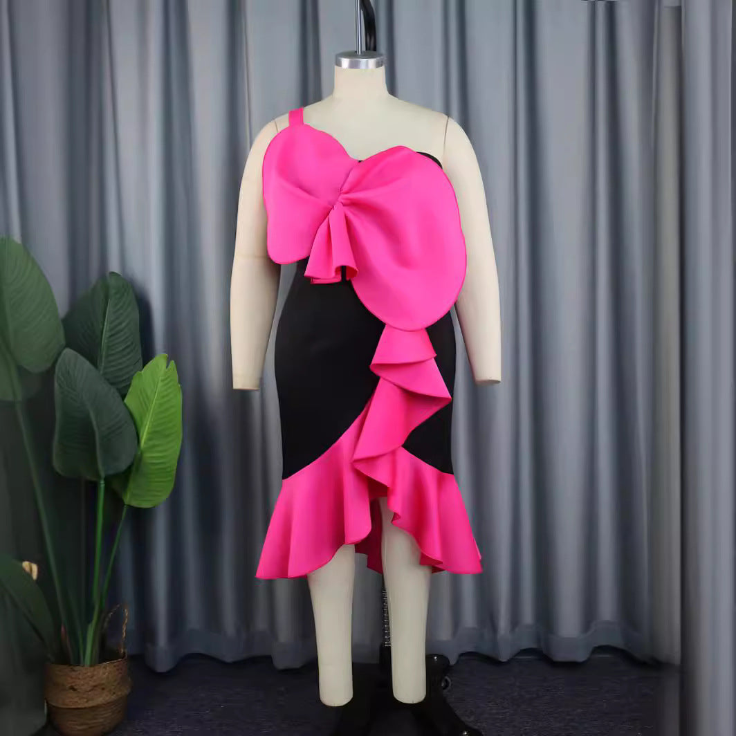 Robe de cocktail pour femmes avec application de nœud décoratif R&B