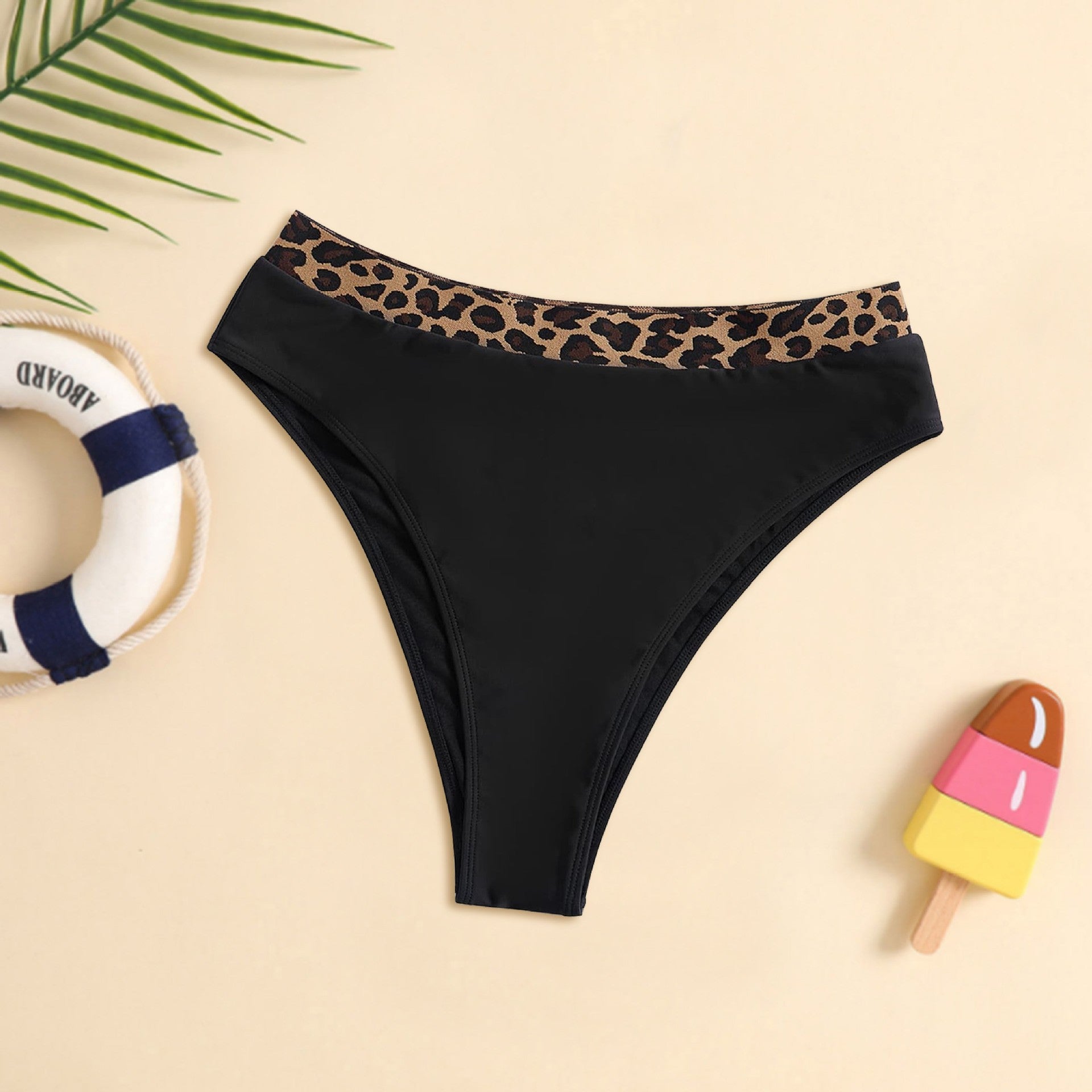 Bas de bikini taille haute pour femmes avec motif léopard à la mode R&B