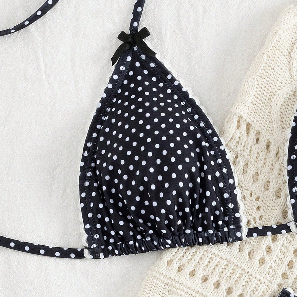Ensemble de bikini triangle pour femmes avec des pois ludiques R&B