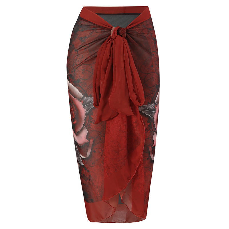 Maillot de bain élégant pour femmes avec détail floral et tunique de plage transparente Echo Archiv