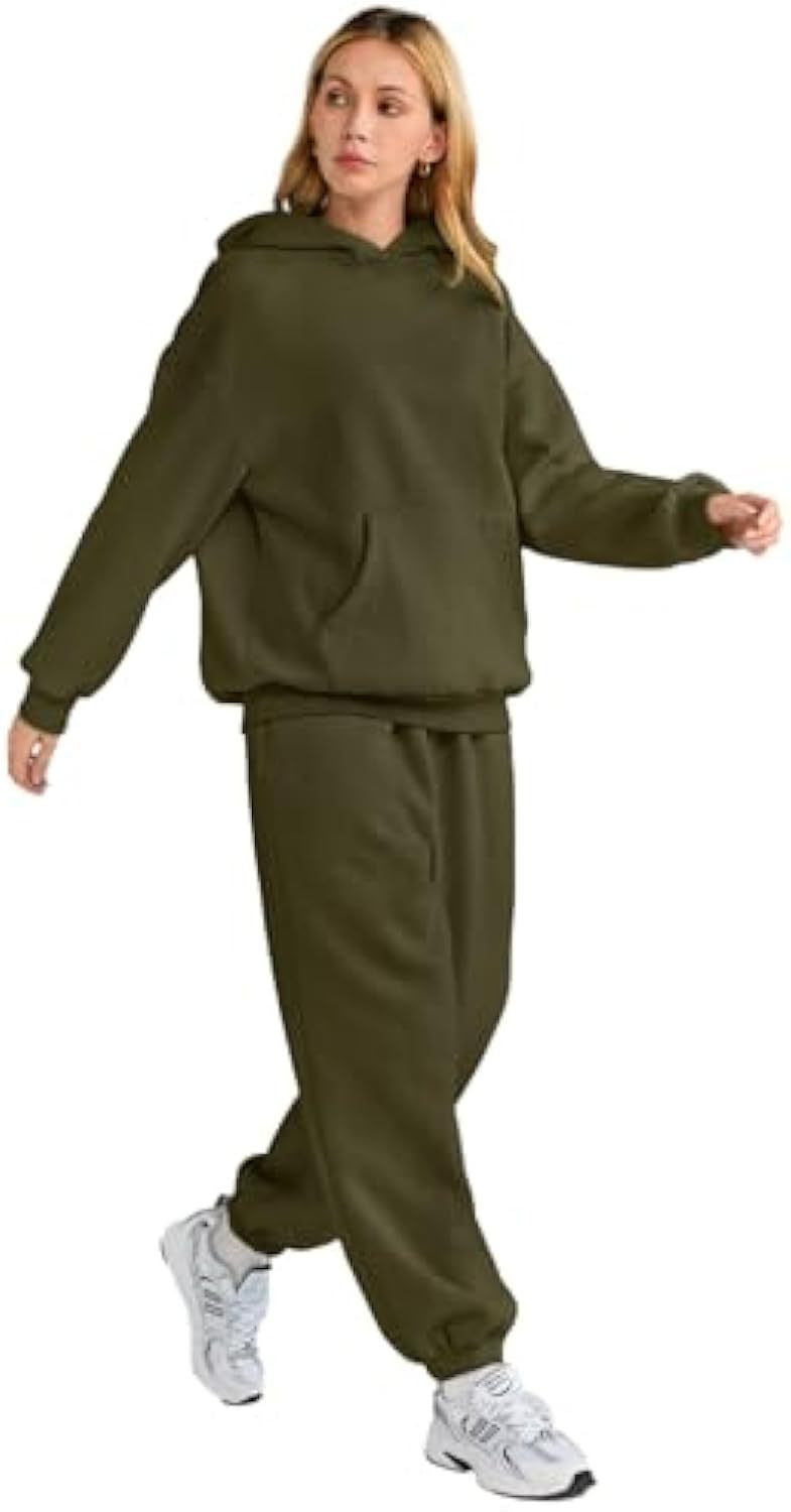 Ensemble de jogging à capuche décontracté pour femmes en French Terry avec sweat à capuche oversize et pantalon de jogging taille haute