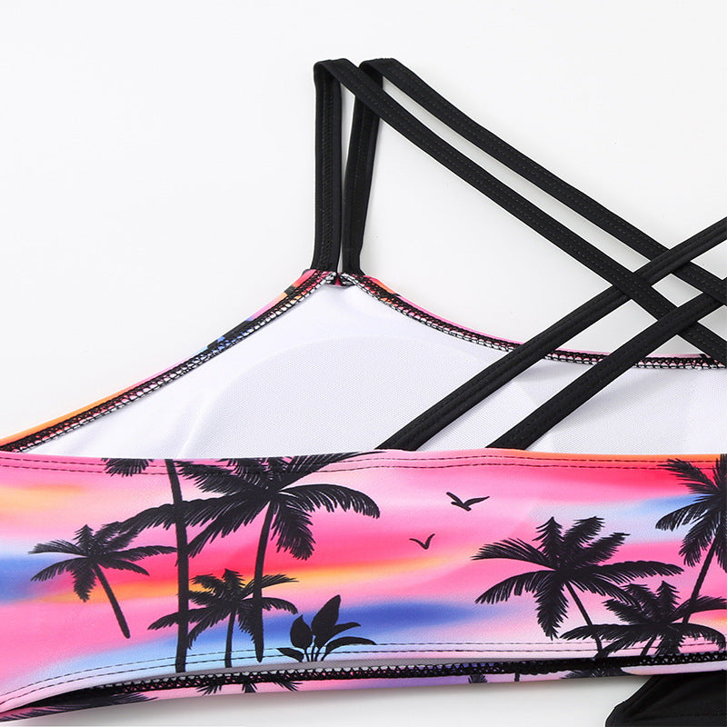 Ensemble de Tankini Sportif pour Femmes avec Découpe Décorative R&B
