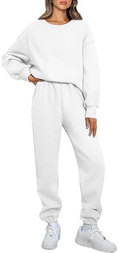 Ensemble de loungewear Relaxed pour femmes avec sweat-shirt oversize à col rond et pantalon de jogging taille haute ajusté en French Terry Echo Archiv