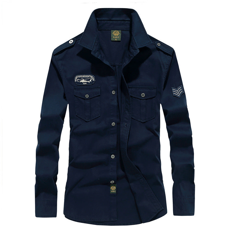 Chemise utilitaire pour hommes inspirée par le militaire en mélange de coton avec épaulettes, poches poitrine et patchs emblématiques Echo Archiv