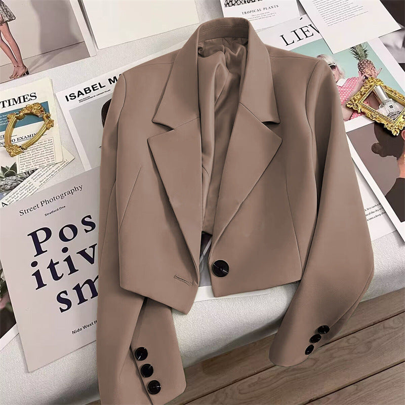 Blazer Cropped pour Femmes avec Col Châle