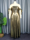 Robe de soirée glamour pour femmes avec design décolleté et élégantes fronces R&B