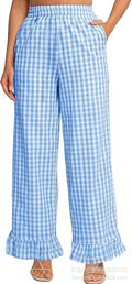 Pantalon Palazzo pour femmes avec taille élastique, poches latérales et ourlet à volants Echoarchiv