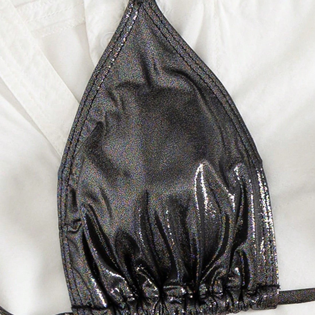 Bikini triangle femme avec bretelles réglables et design brillant R&B