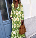 Robe maxi Boho longue pour femmes avec décolleté en V, coupe décontractée et imprimé all-over saisissant Echoarchiv