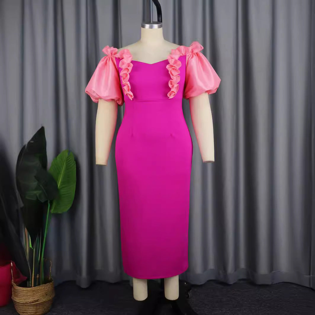 Robe longue femme avec des volants volumineux R&B