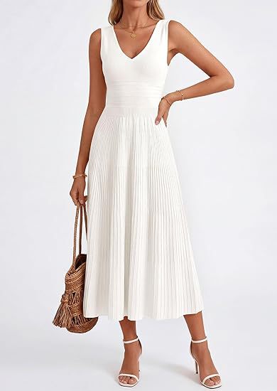 Robe plissée pour femmes avec décolleté en V et ourlet évasé R&B