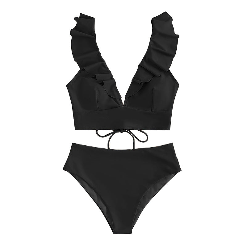 Haut de femme avec volants et maillot de bain taille haute R&B
