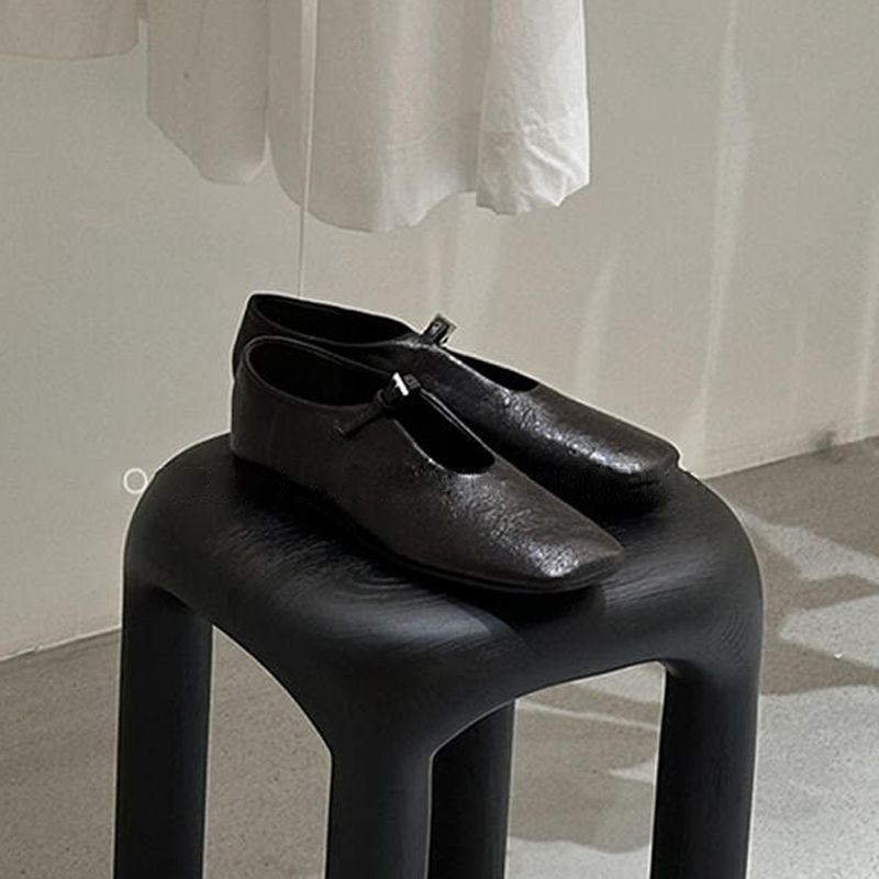 Ballerines T-Strap élégantes pour femmes en cuir de haute qualité R&B