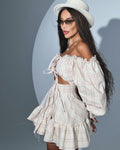 Robe mini femme au style ludique et romantique avec manches bouffantes et volants R&B