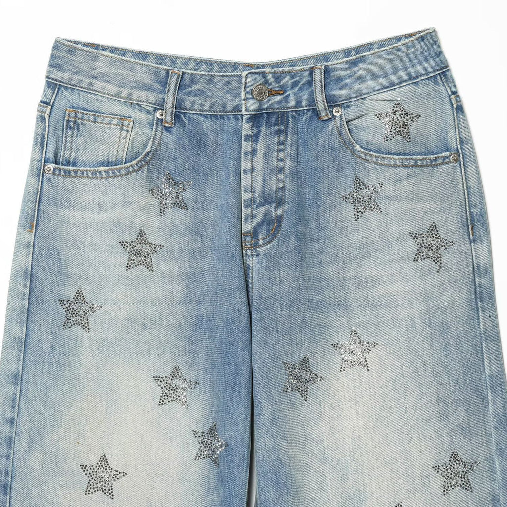 Jeans taille haute pour femmes avec appliqués en étoile et coupe cinq poches Echo Archiv