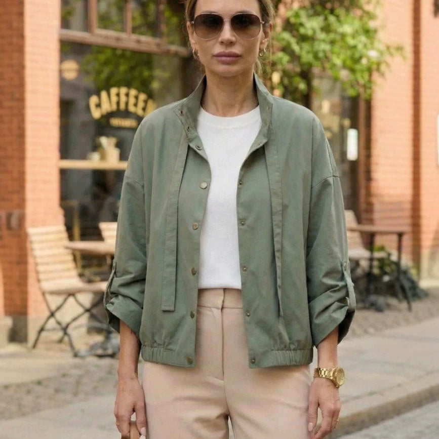 Veste de loisirs courte pour femmes avec col montant