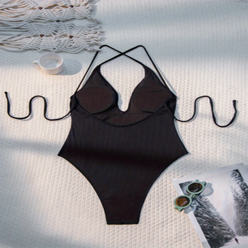 Maillot de bain élégant pour femmes avec décolleté en V profond et bretelles à nouer R&B