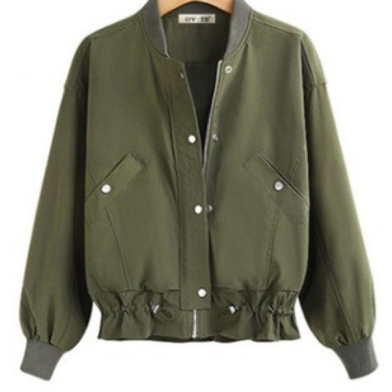 Veste bomber oversize pour femmes avec cordon de serrage, fermeture à boutons-pression et poches plaquées Echo Archive