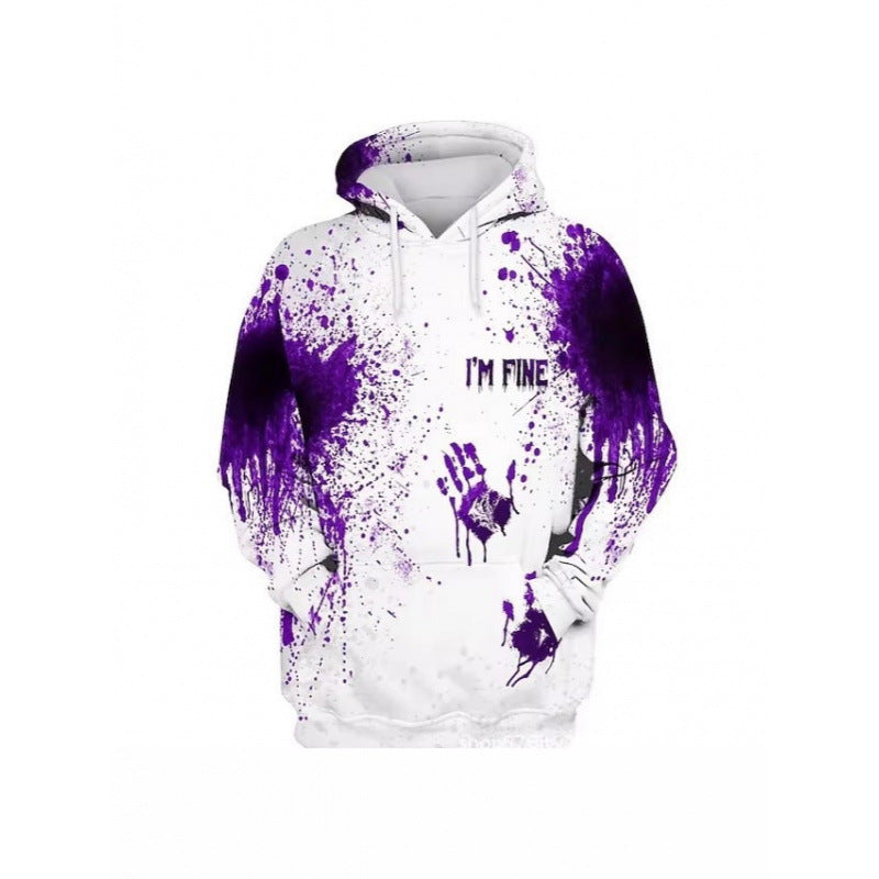 Sweat à capuche créatif pour femmes avec impression rouge sang Echoarchiv