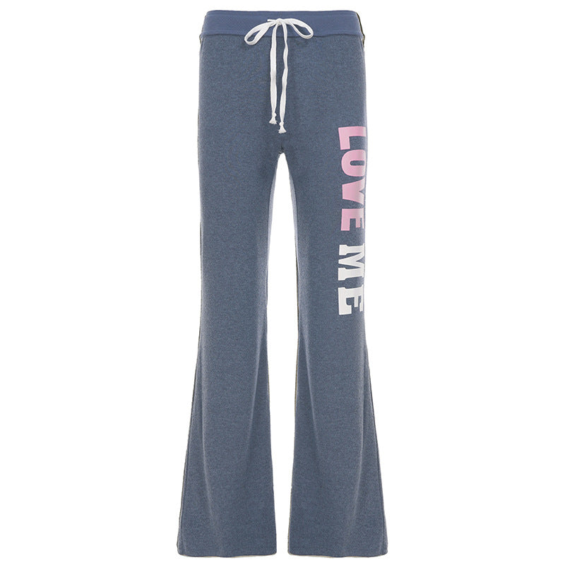 Pantalon de jogging évasé pour femmes avec cordon de serrage, poches latérales et imprimé Love frappant Echo Archiv