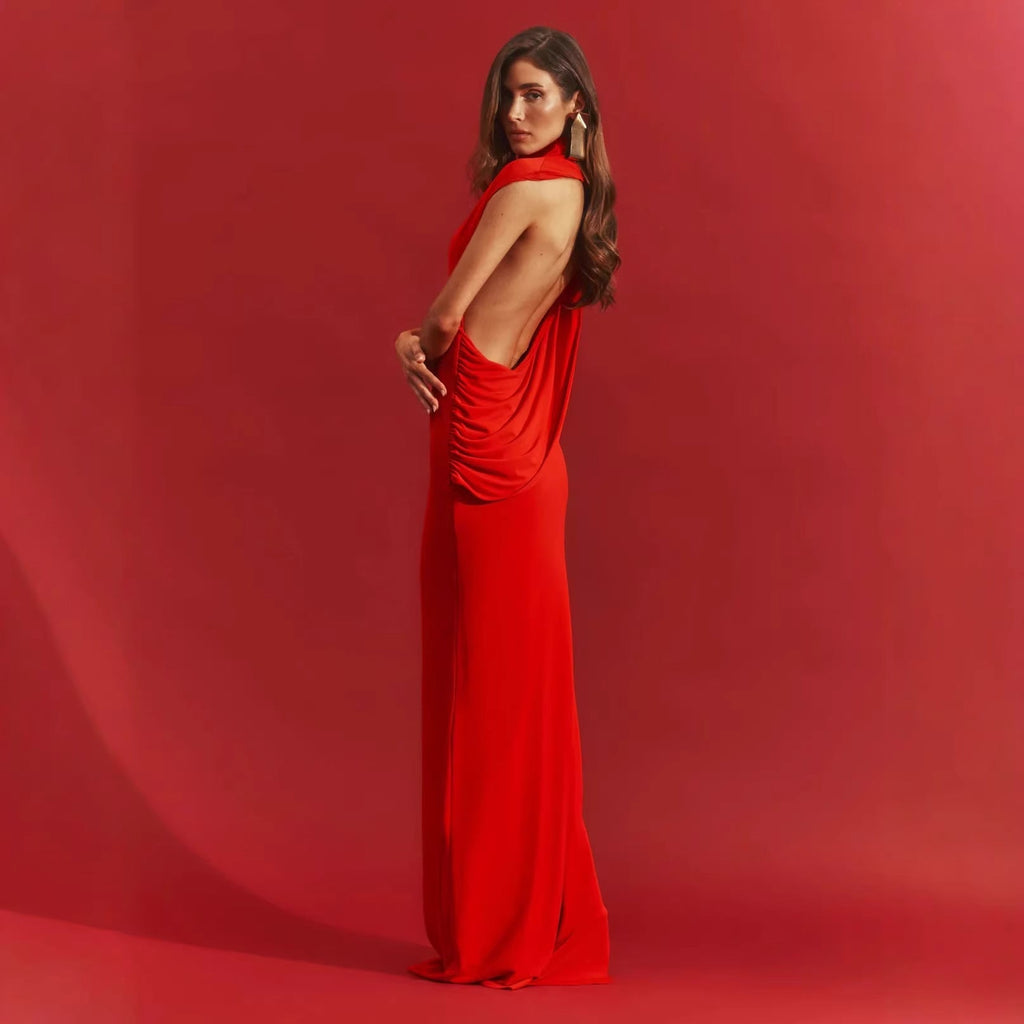 Robe de soirée femme ajustée avec élégant col Heidi-Mode