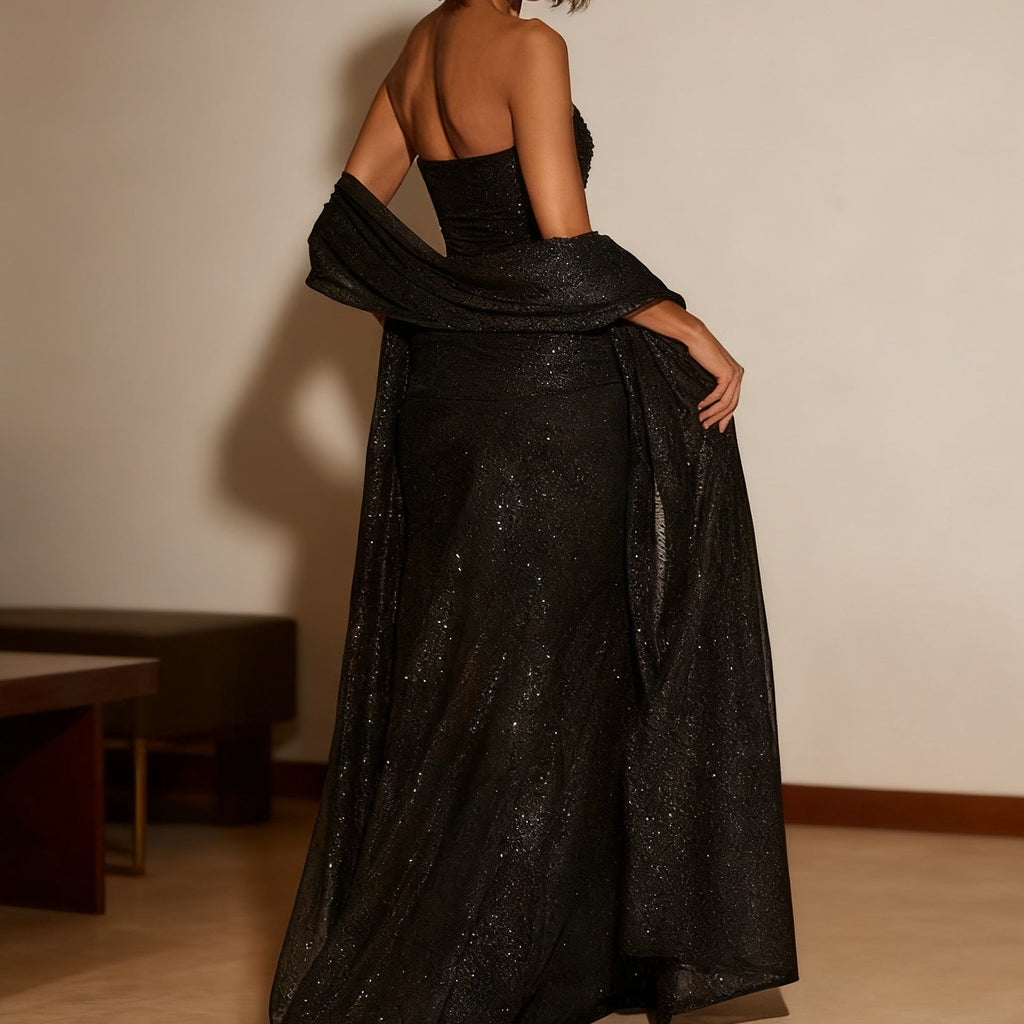 Robe Glamour Sans Manches pour Femmes avec Écharpes Élégantes R&B