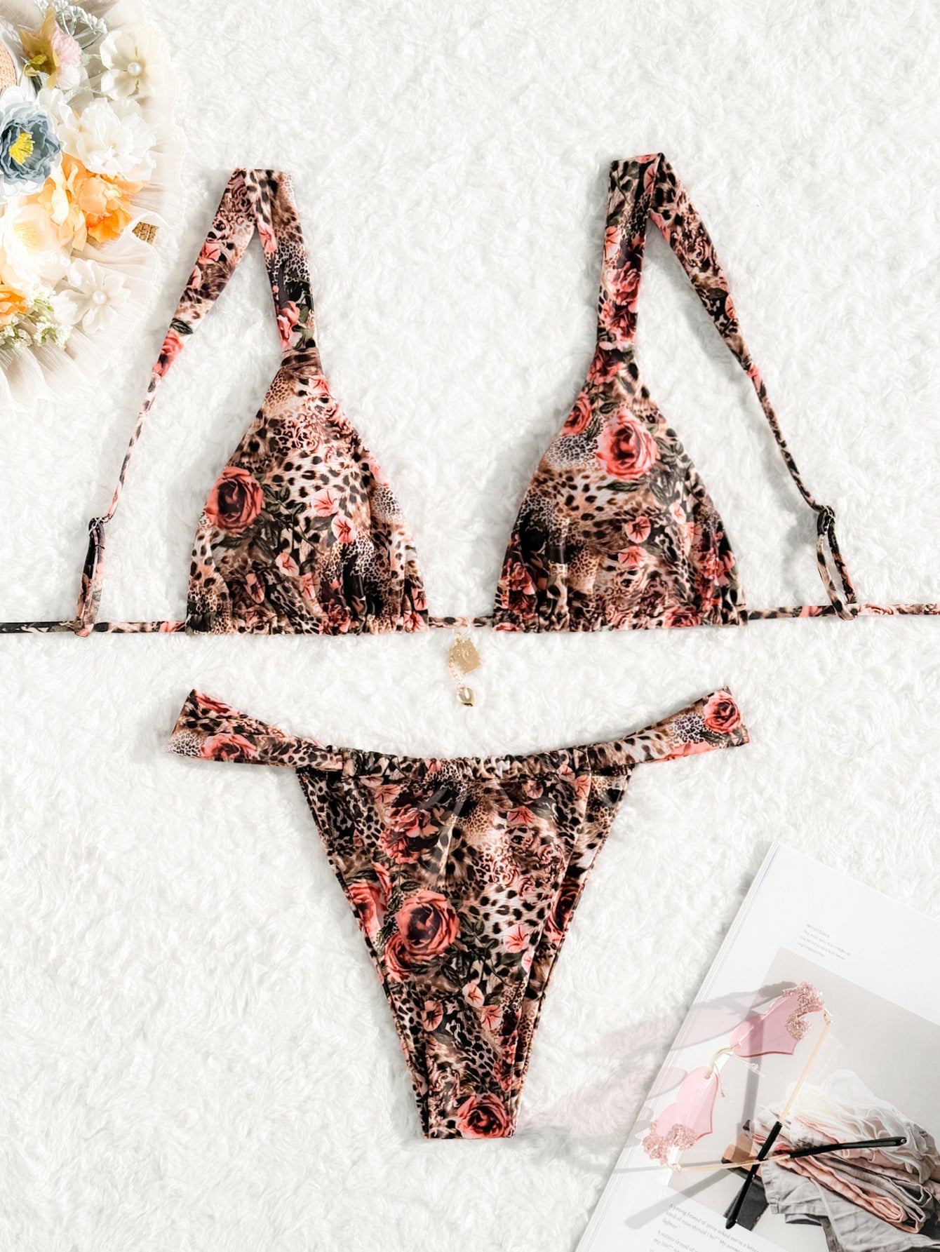 Bikini triangle femme avec motif floral léopard Echo Archiv