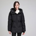 Parka à capuche matelassé pour femmes avec cordon de serrage ajustable à la taille, fermeture éclair cachée et bords côtelés Echo Archiv
