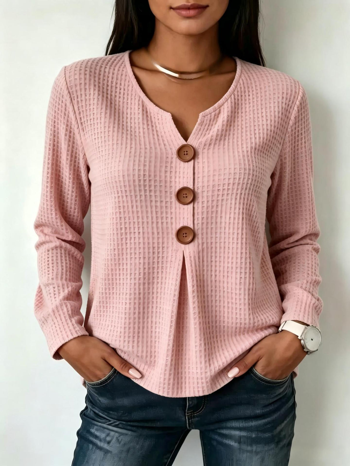 Chemisier Long Femme Mode avec Détails de Boutons