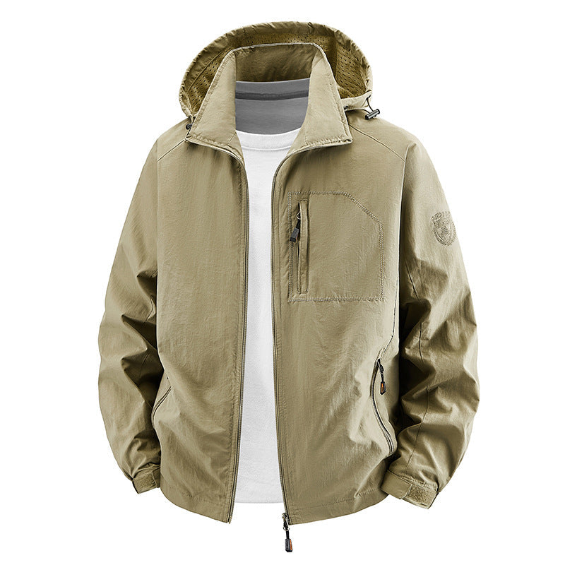 Veste unisexe légère et imperméable pour le plein air avec capuche et poches zippées étanches Echo Archiv
