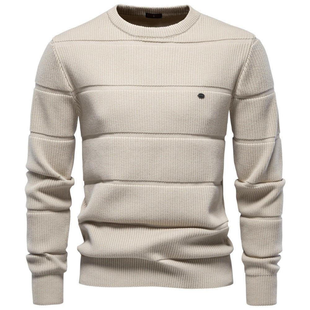Pull en maille à col rond pour hommes avec effet matelassé et bords côtelés Echoarchiv