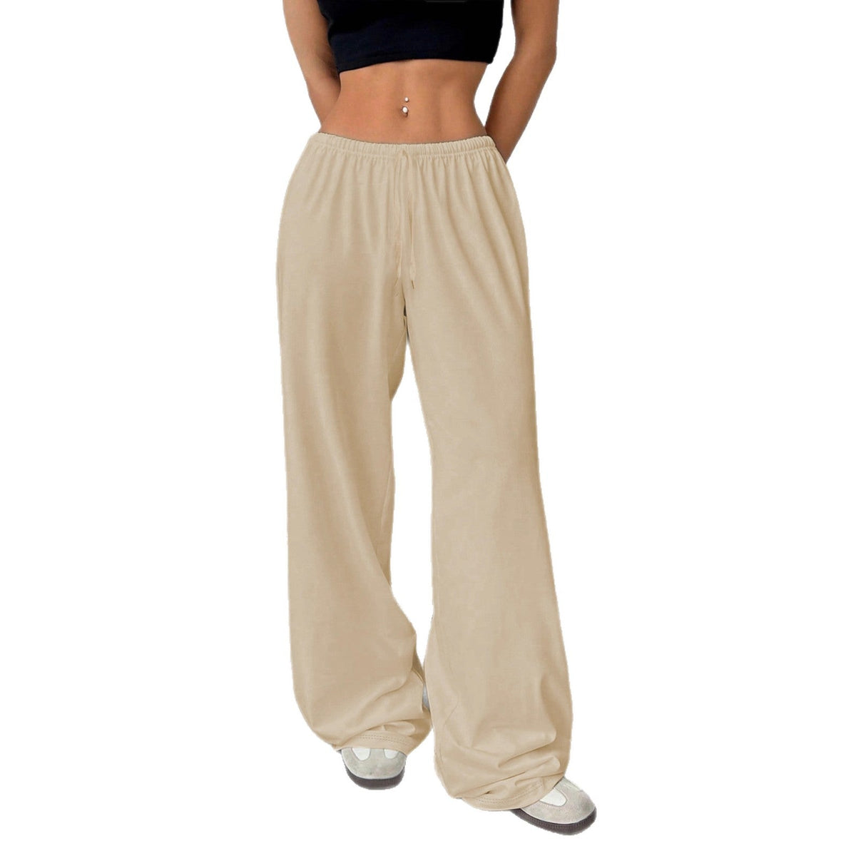 Pantalon Palazzo-Jogger taille haute pour femmes avec ceinture élastique, cordon de serrage et poches latérales Echo Archiv