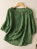 Blouse brodée pour femmes avec manches 3/4 R&B