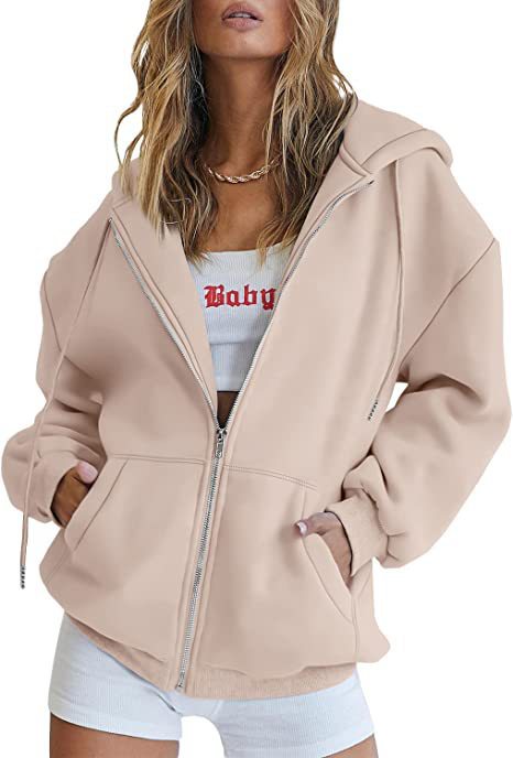 Veste à capuche surdimensionnée pour femmes avec fermeture éclair intégrale et poches kangourou Echo Archiv