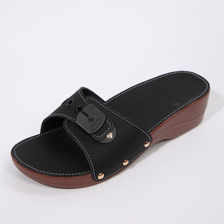 Sandales confortables pour femmes avec semelle anatomique et lanière décorative R&B
