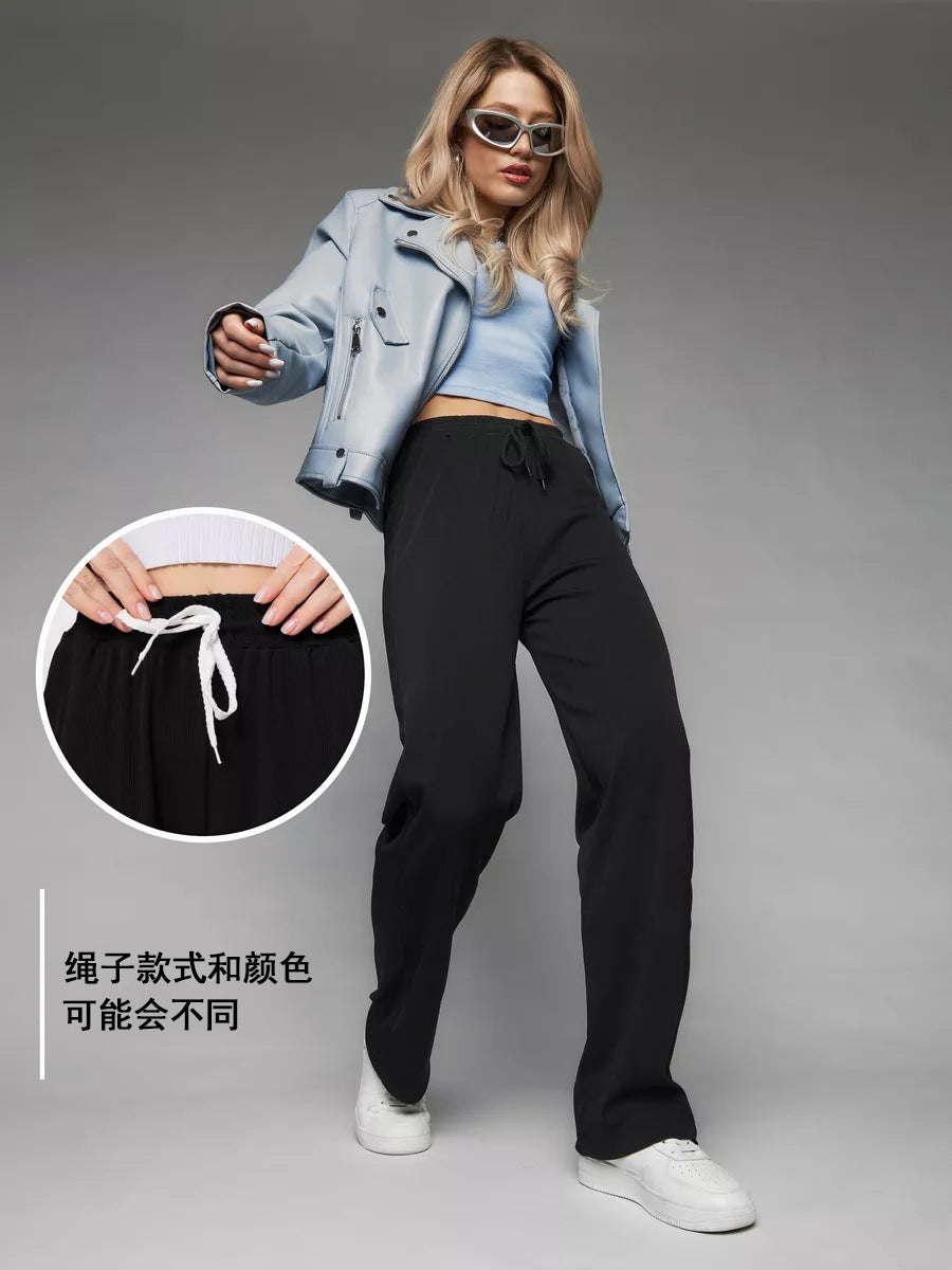 Pantalon de lounge large pour femmes avec taille haute, ceinture élastique et cordon de serrage Echo Archive
