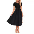 Robe midi élégante pour femmes avec design cintré et jupe fluide R&B