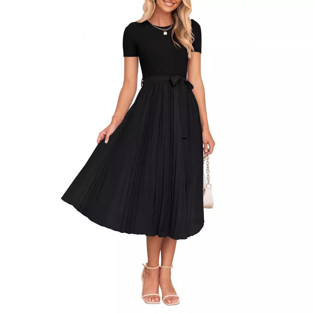 Robe midi élégante pour femmes avec design cintré et jupe fluide R&B