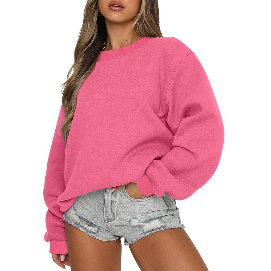 Sweatshirt oversized à col rond pour femmes en mélange de coton avec épaules tombantes, intérieur gratté et bords élastiques Echo Archiv