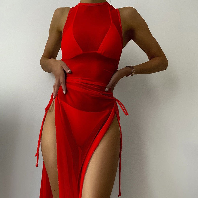Robe de plage à manches longues pour femmes avec lacets ajustables R&B